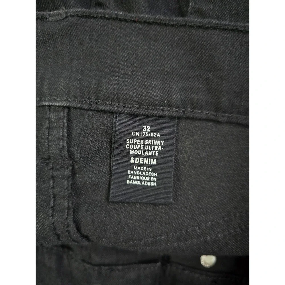 H&M &Denim Mens Super Skinny Jeans Black Size 32 Stretch Low Rise